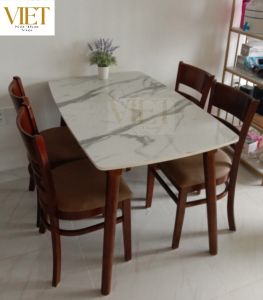 Bộ bàn ăn cabin gỗ giả đá bàn ghế ăn hcm