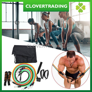 11pcs resistance band Yoga Fitness Pilates Gym Kit with High Quality Workout Ropes Band Fast Fat Burning Slimming Exercise RB-11pcs Tali Senaman Band Cepat Membakar Lemak Pelangsingan 拉力带 11pcs