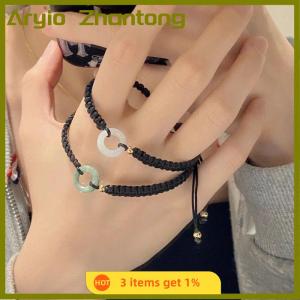 Aryio Lucky Couple Bracelet Peace Buckle Hand Weaving Bracelet Vintage Girlfriend Birthday Gift