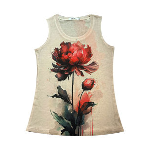 REHIN Womens T-shirt Sleeveless Knit Vest with Breathable Skin-Friendly Fabric and Unique Print Pattern Slim fit S-3XL PLUS size for Summer Fashion Tops