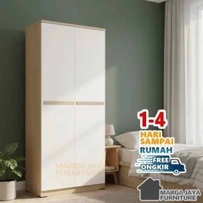 Lemari pakaian baju 2 pintu hitam minimalis