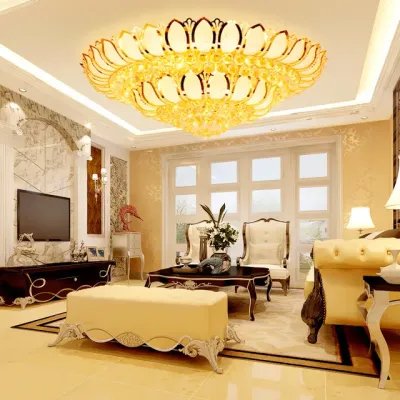 Đèn Mâm Pha Lê Ốp Trần Kích Thước Lớn Sang Trọng Hiện Đại Hiệu Ứng Cánh Sen Đổi Màu 3 Chế Độ Đẹp Mắt - Bảo Hành 5 Năm