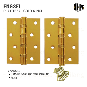 Engsel Pintu Jendela Tebal Warna Gold 4" Inch - Tebal Anti Karat Pemasangan Mudah