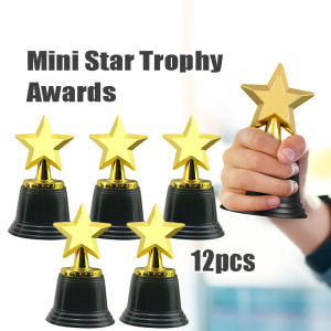 12pcs/set Trophy Awards Set Star Style Trophy Awards Golden Trophies 7.2*7.2*12.2cm