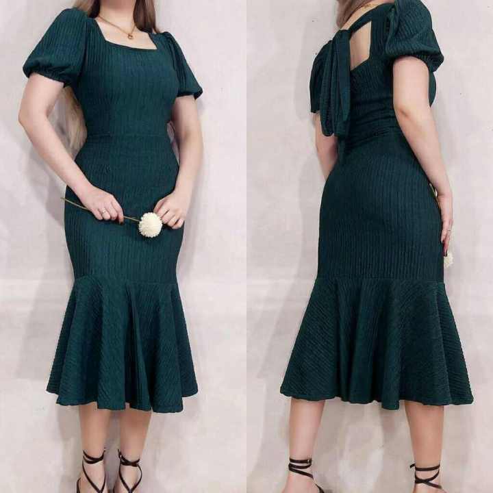 NEFRITY MULAN CLASSY PUFF SLEEVE MERMAID DRESS/FASHIONABLE CASUAL/FORMAL  DRESS FOR WEDDING/DEBUT/GRADUATION/PROM/FITS MEDIUM TO LARGE | Lazada PH
