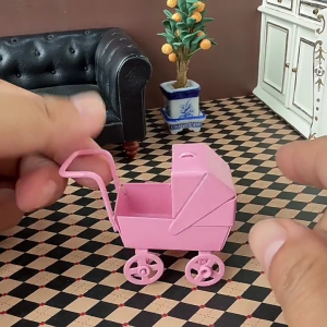 Bassinet Stroller Toy Figure Model Realistic Realistic Dollhouses Pretend Girls Gift Realistic Mini Stroller Toy