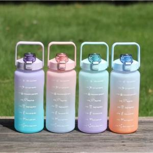 Bình Nước 2L Nhựa PETG Cao Cấp Có Vạch Thời Gian Nhắc Uống Nước Nắp Chống Tràn Quai Xách Tiện Lợi