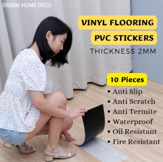 10 Pieces 15cm x 91cm Anti Slip Waterproof Anti Scratch PVC Flooring