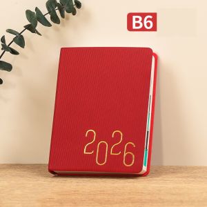 WOODP English 2026 Schedule Planner Notepad Pu Leather 12 Months B6 Schedule Book Time Organizer Thick Paper A5 Agenda Planning Notebook Office Supplies