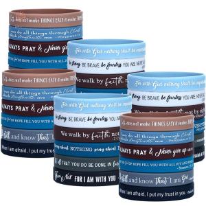 Religious Bible Silicone Wristbands for All Ages - Soft Silicone Comfort Bible Verse Design Inspirational Christian Colorful 20 Pcs Bulk