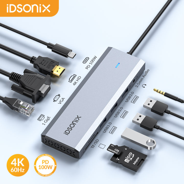 Idsonix iDsonix Type C USB 3.0 HUB 10 in 1 Docking Station Multiport Adapter ...