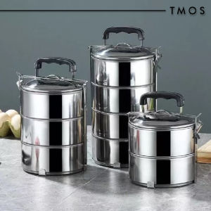 TMOS Tiffin Layer Stainless Steel Bento Lunch Box Food Container Takeaway Picnic Office Portable Carrier Bungkus Nasi Tapau Mangkuk Tingkat