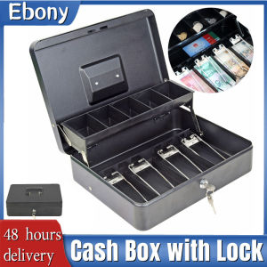 Cash Box with Lock Key and Money Tray Large Money Box for Cash Metal Lock Box for Money Cashier Box