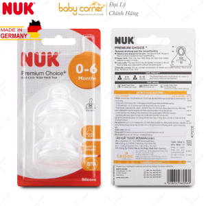 [Có Tách Lẻ] Bộ 2 Núm Ti NUK Premium Choice+Silicone 0 - 6 Tháng