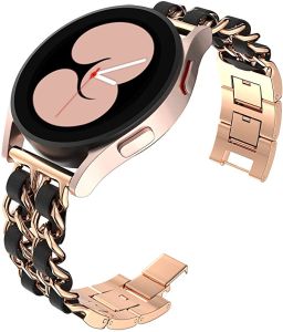 Strap For Samsung Galaxy Watch 7/6/5/4 40mm 44mm Women Metal Chain with Leather Belt Strap Wristband Galaxy Watch Ultra 47mm 6/4 Classic 43mm 47mm 46/42mm Watch 5 pro 45mm Strap