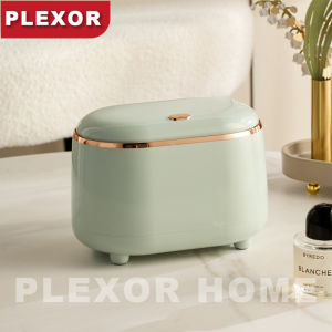 Plexor Mini Countertop Trash Can with Press Type Lid 2L Tiny Waste Basket Waste Can with Cover Wastebasket Trash Can Dispenser Mini Bin for Bathroom VanityCoffee Table