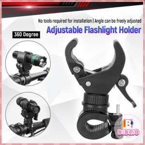 Biblio【Ready in Stock】 Bicycle Handlebar Flashlight Clip Holder 360 Degree Rotating Bike LED Lamp Clamp Grip Bracket