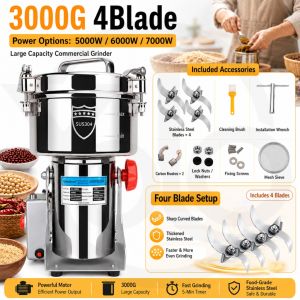 Household Electric Dry Grain Pulverizer 3000g Portable Coffee Grinder Stainless Electric Grinders