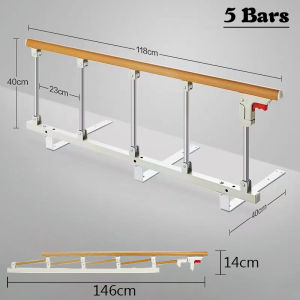 Side Rails For Bed Folding Aluminium alloy Guardrail Bed Safety Bed Rail Bed Guard Rail For Adult Elderly Patient 3/4/5 Bars