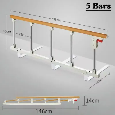 Side Rails For Bed Folding Aluminium alloy Guardrail Bed Safety Bed Rail Bed Guard Rail For Adult Elderly Patient 3/4/5 Bars