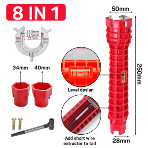 【Local Seller】KEBIDU 14in1 Sink Faucet Installer Tool Basin Sink Wrench Heavy Duty Wrench Spanner For Water Pipes Bathroom Wrench Plumbing Repair Tool Multifunctional Plumber Tools