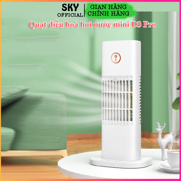 Quạt Điều Hoà Phun Sương Để Bàn Mini D3 Pro, Tích Hợp Đèn Ngủ, Phun Tinh Dầu, Dung Tích 300ml