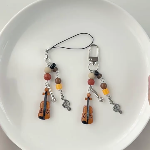 Bắt mắt Violin dây móc điện thoại Guitar Mặt dây chuyền multifuntional móc khóa hợp kim thích hợp cho sử dụng hàng ngày và bên