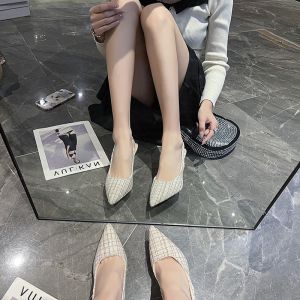 รองเท้าส้นสูงทรงเหลี่ยมสไตล์ฝรั่งเศส รองเท้าส้นสูง รวมสีชิคๆ ผลิตจากวัสดุเกรดดี  ทรงสวย