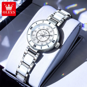 OLEVS 7083 Women Quartz Fashion Watch Gift Round-dial Stainless Steel Watchband Wristwatch Calendar Luminous