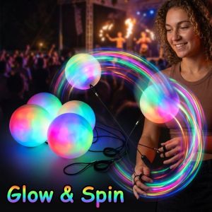 Poi balls bright led light-up spinning toy rainbow flash matibay sulit soft pvc finger straps heavy duty swivel for kids adults