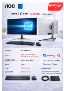 AOC A24A99-1 AIO All in One Desktop PC Computer 24 inch PC Full Set Intel Core i5 12th/13th Generation processor 16G RAM 1TB SSD Built-in bluetooth、WiFi、speaker For Home/Office/Gaming 1920*1080 Large IPS FHD Monitor