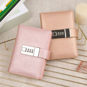 A7 portable Pearlescent leather cover Notebook with Password Lock Notepad School Office Diary Sketchbook Agenda Planner pocket CodeBook