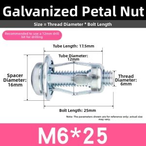 MIRELINA 10pcs Thép carbon Bu lông neo dạng cánh hoa Thiết kế tự khóa Cơ chế mở rộng Bộ dụng cụ cắm mở rộng Bền bỉ M4 M5 M6 M8 Bộ sưu tập Jack Nut Lắp đặt biển số xe