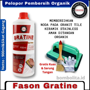 Pembersih Noda Granit Tile dan Stainless Fason Gratine 900ml Serbaguna Paket Sikat Gagang kuas
