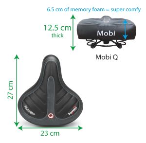 Mobi Q Extra Comfort Bicycle Seat | 8cm Memory Foam & Dual Spring Suspension | Wide Bike Saddle