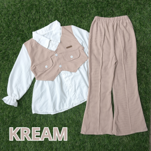 STELAN KEMEJA ROMPI KAOS KNITT DAN CELANA CUTBRY ANAK PEREMPUAN 4-12 TAHUN