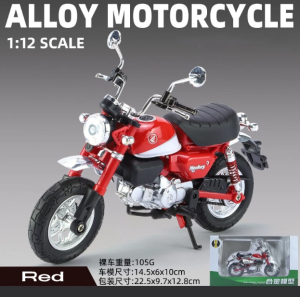 1:12 Scale Honda Monkey 125 Alloy Motorcycle Model Light Effect Diecast Car Toys for Boys Birthday Gift Kids Toys Car