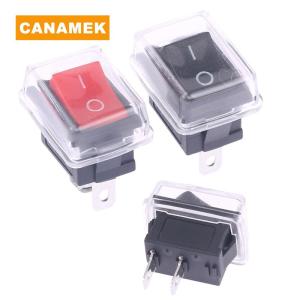 【CANAMEK】 5Pcs Push Button Mini Switch 2Pin Snap-in On Off Rocker Switch with waterproof cover Black