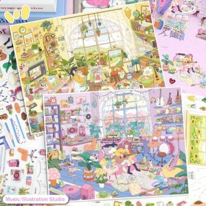 NAELIN Visual Stacking 3D Landscape Sticker Decompression Scene Display DIY Pocket Cabin Scene Stickers Kawaii Music/Illustration Studio Miniature Scene Sticker Festival Gift