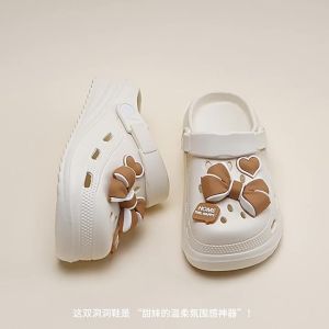 [Free Shipping] Womens new summer soft-soled height-increasing closed-toe outdoor slippers with non-slip thick soles
