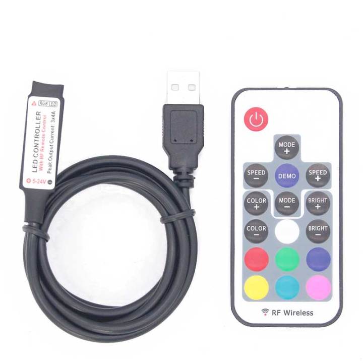 5V USB RF RGB LED Mini Controller 17 Keys RF Wireless (for maximum 2 ...