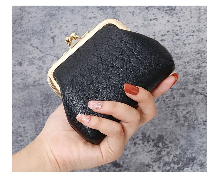 Leather Coin Purse，New Retro Coin Purse Women's Mini Short Small Wallet  Change Pouch with Clasp Vintage Wallets Small Money Bag for Men Women  Money
