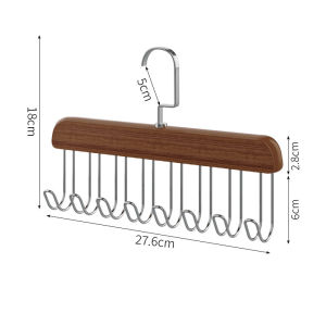 8 Hooks Non-Slip Solid Wood Hanger Space Saving Woman Bra Hanger Man Belt Tie Hanger Wooden Hanger