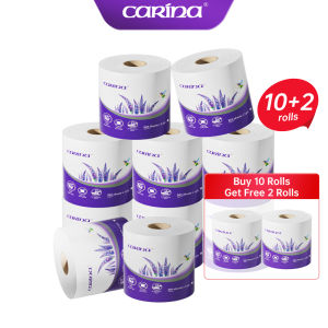 【27 Rolls】Carina Lavender Toilet Tissue Paper 3-Ply x 255 Sheets per roll Deluxe Soft Bathroom Tissue 1 Carton
