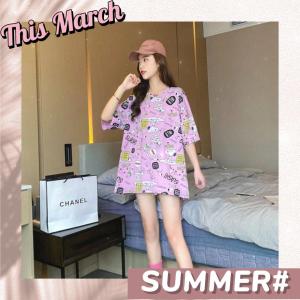 LH.Friday เสื้อยืดมุ้งมิ้ง โอเวอร์ไซต์ น่ารักสดใส สไตล์คุณหนู ขาสั้นขายาวก็ปมทช์ได้