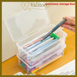 [Valitoo] 1PC Large Capacity Plastic Pencil Box Stackable Translucent Clear Pencil Box Office Supplies Storage Organizer Box