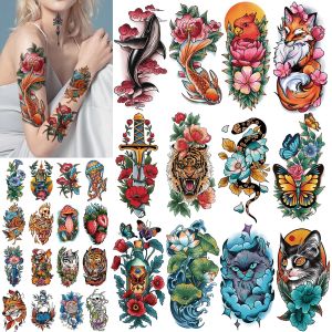 77 miếng hình xăm dán tạm thời dành cho nam và nữ 17 miếng hình xăm dán nửa cánh tay với các họa tiết hoa bãi biển hình đầu lâu hình hoàng hôn 60 miếng hình xăm dán nhỏ xinh chủ đề biển phù hợp cho người lớn và trẻ em có thể dán lên cơ thể chống th