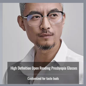 Business mens reading glasses Blue light blocking glasses Black technology metal frame reading glas