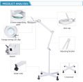 White Magnifier 8X Rolling Floor Stand Adjustable Magnifying Lamp Beauty Mag Light Salon Facial Lamp Equipment w/ Stand. 