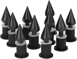 Motorcycle Spike Motorbike Decorative Spike Windscreen Screws M5 Screws Nuts Motorcycle Fairings Spike 10Pcs Motorcycle Spike Screws with Nuts and Gaskets (Black)